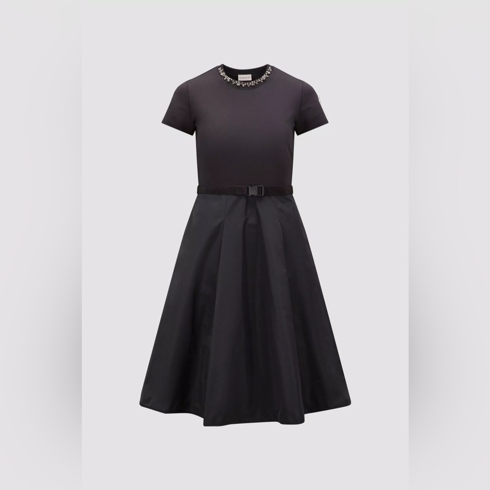 Moncler Fleece & Taffeta Dress in Black